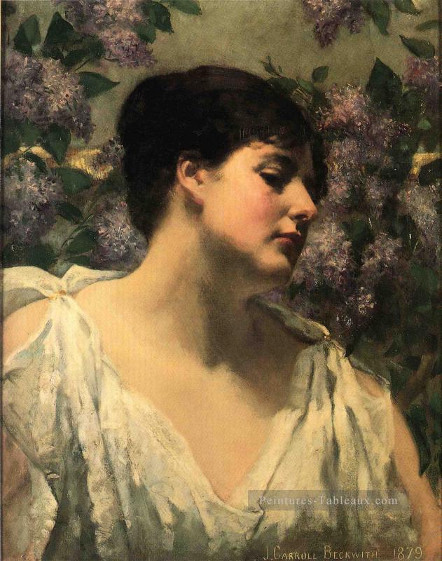 Sous les Lilacs Impressionniste James Carroll Beckwith Peintures à l'huile